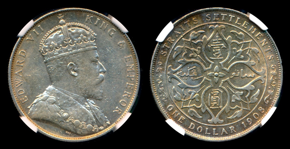 Straits Settlements KEVII $1 1908 NGC (1 of 1)