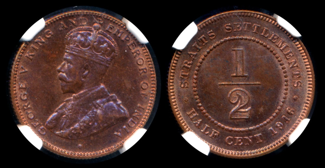 Straits Settlements KGV 1/2c 1916 NGC (1 of 1)