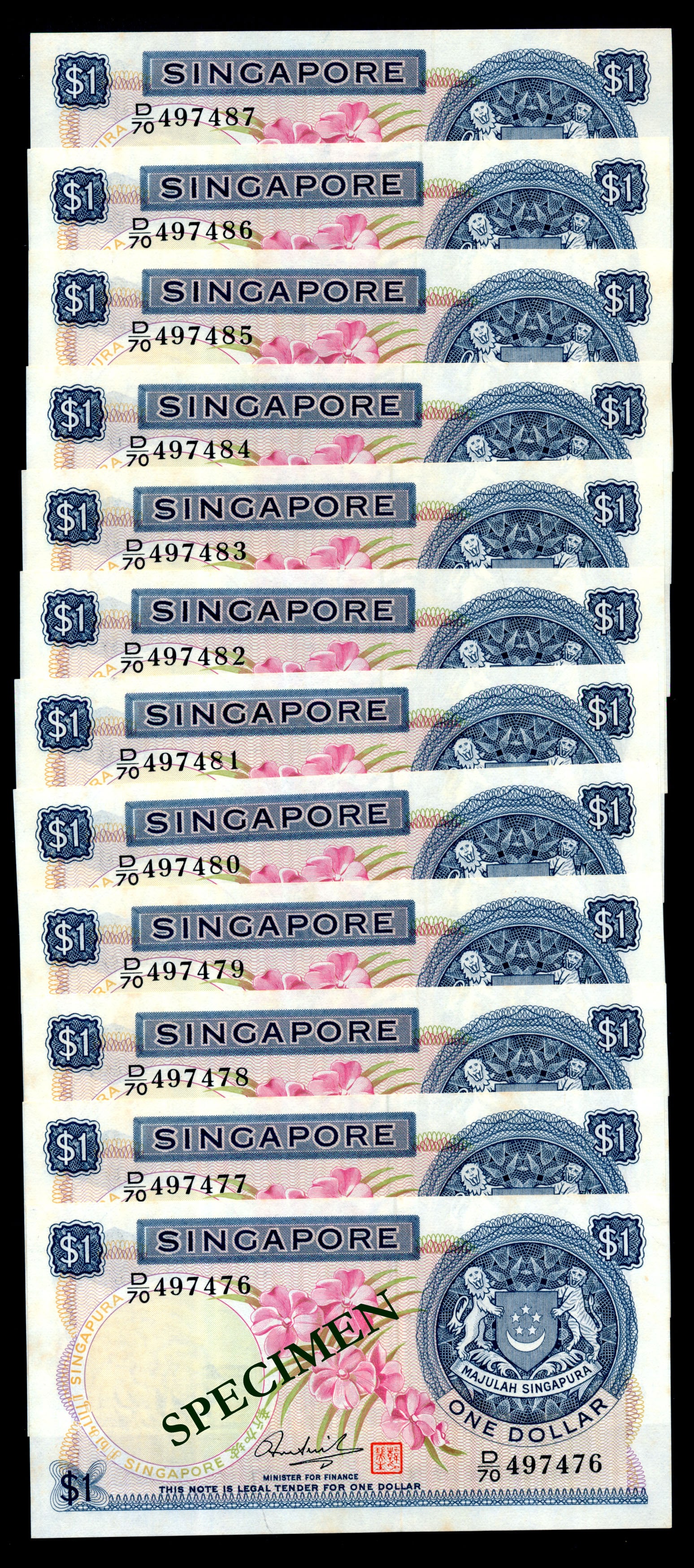 Singapore 12x$1 1972 HSS w/seal (1 of 1)