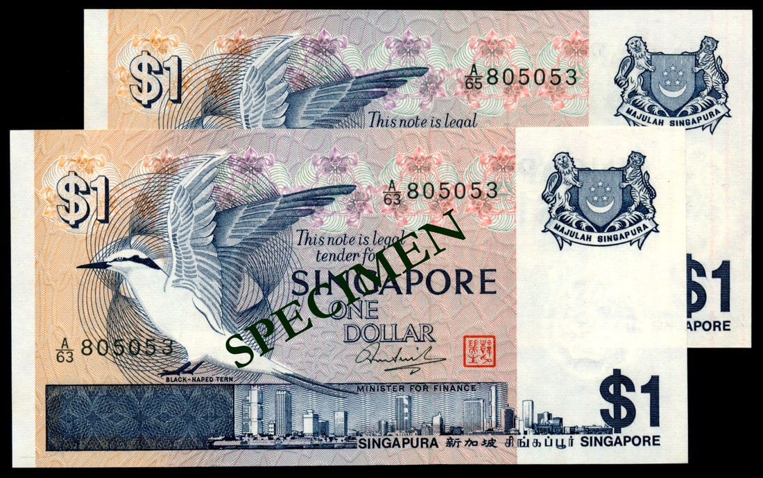 Singapore 2x$1 1976 bird (1 of 1)