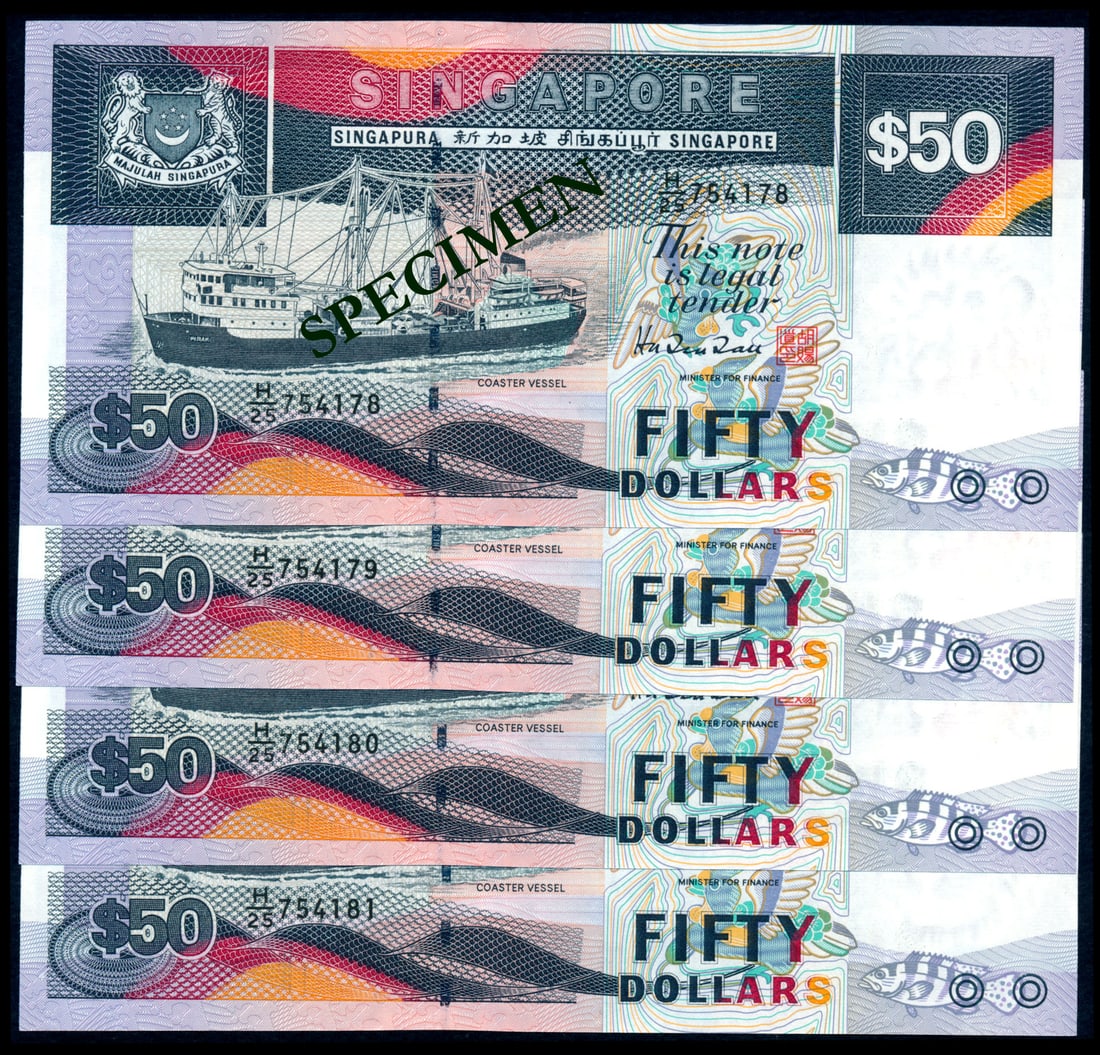 Singapore 4x$50 1997 ship (1 of 1)