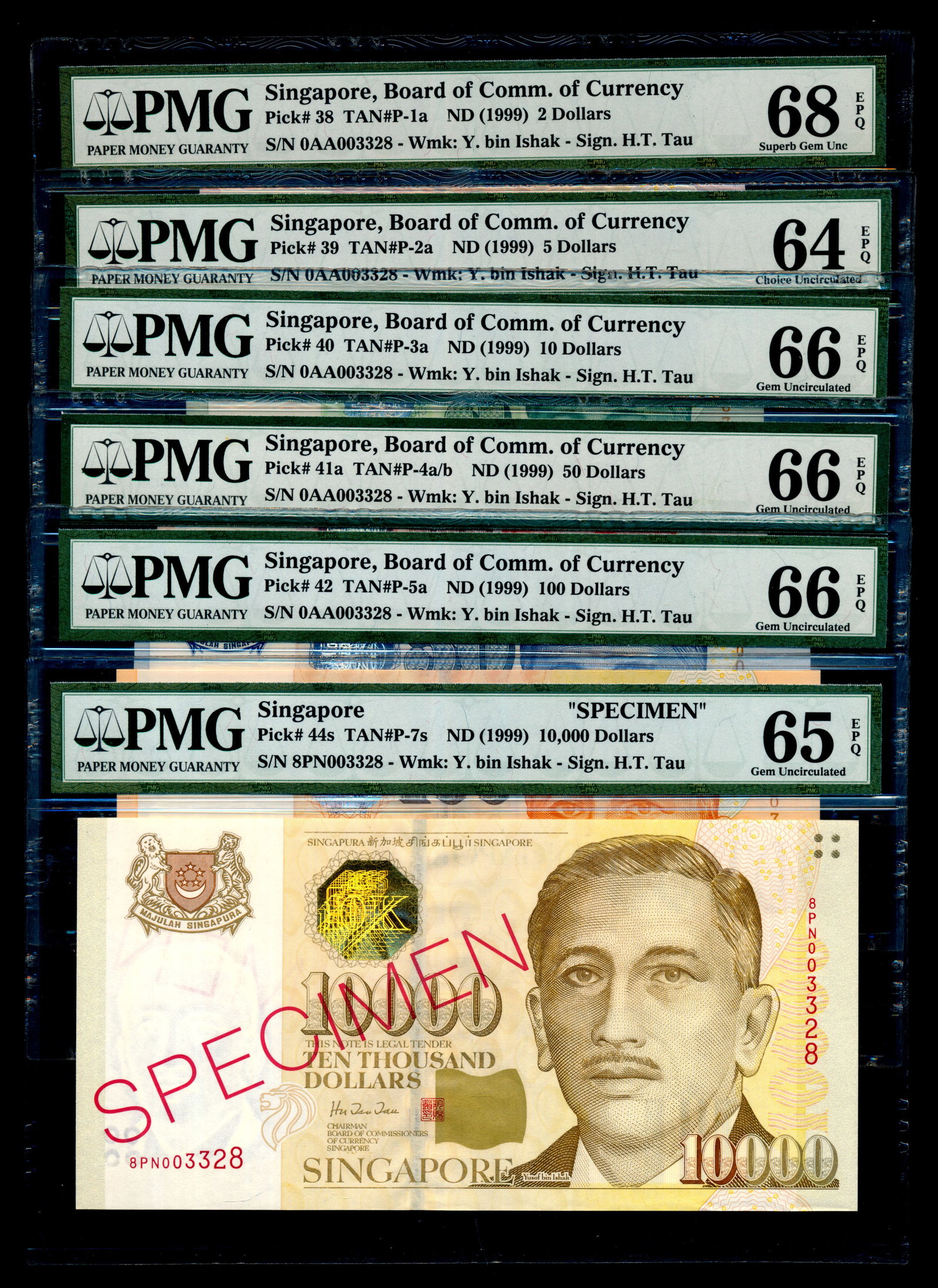 Singapore 1999 HTT $2-$100 1st prefix $10000 (1 of 1)