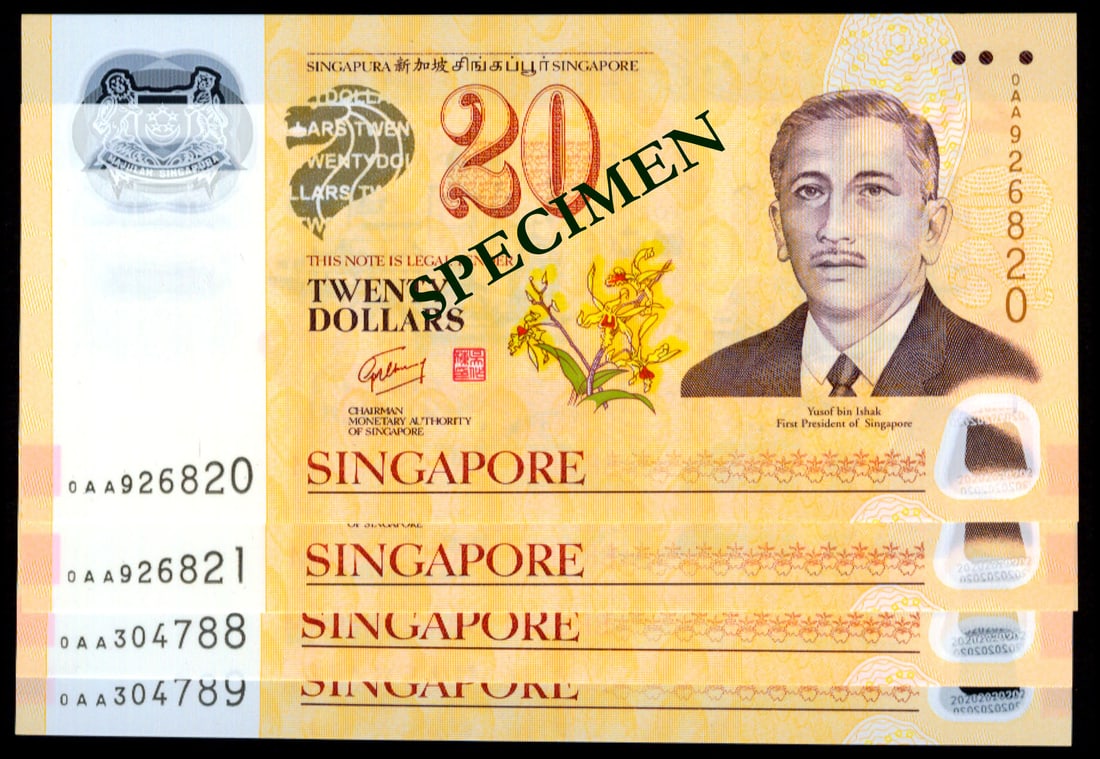 Singapore 4x$20 2007 GCT CIA 1st prefix (1 of 1)