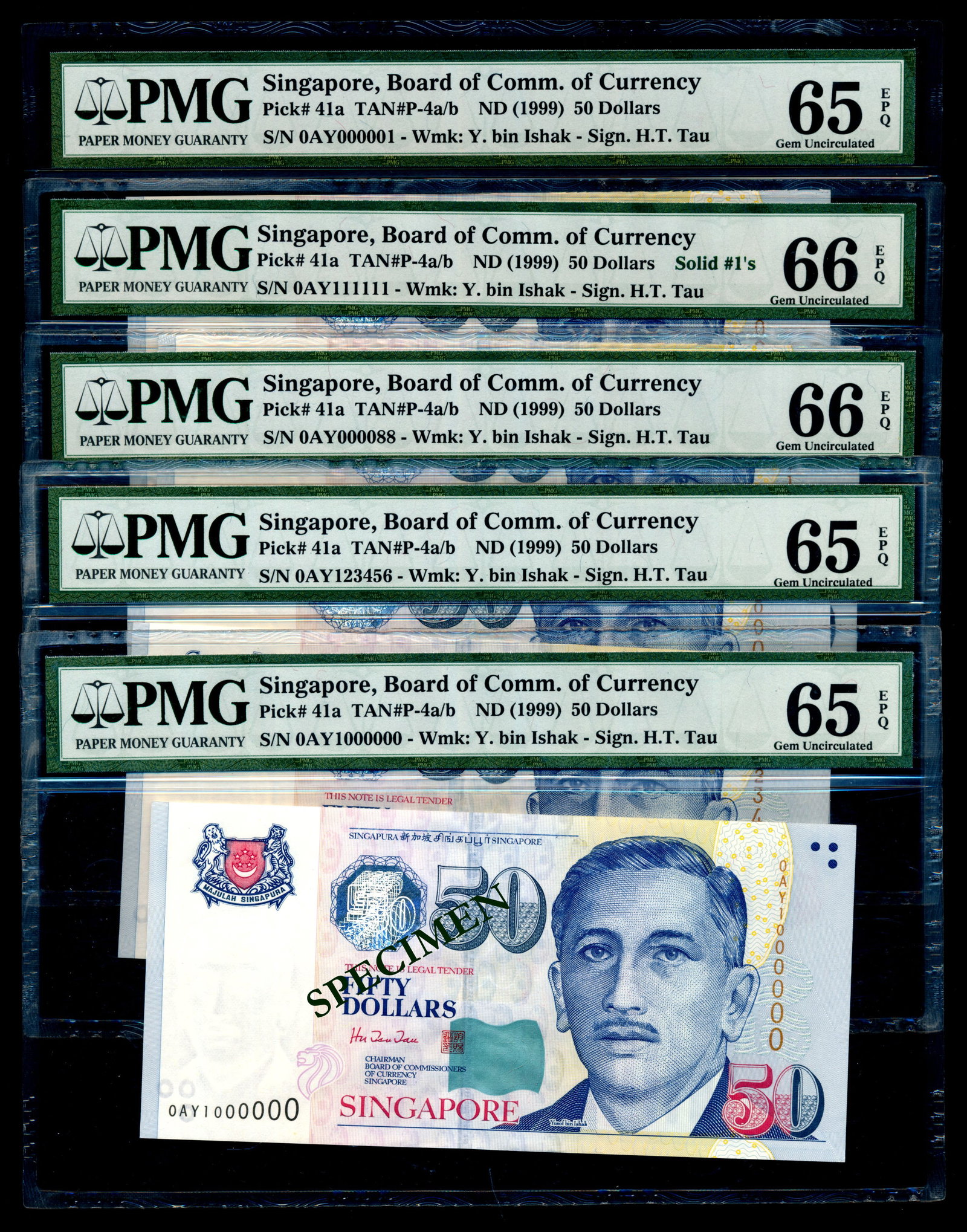 Singapore 25x$50 1999 HTT prefix 0AY PMG (1 of 1)