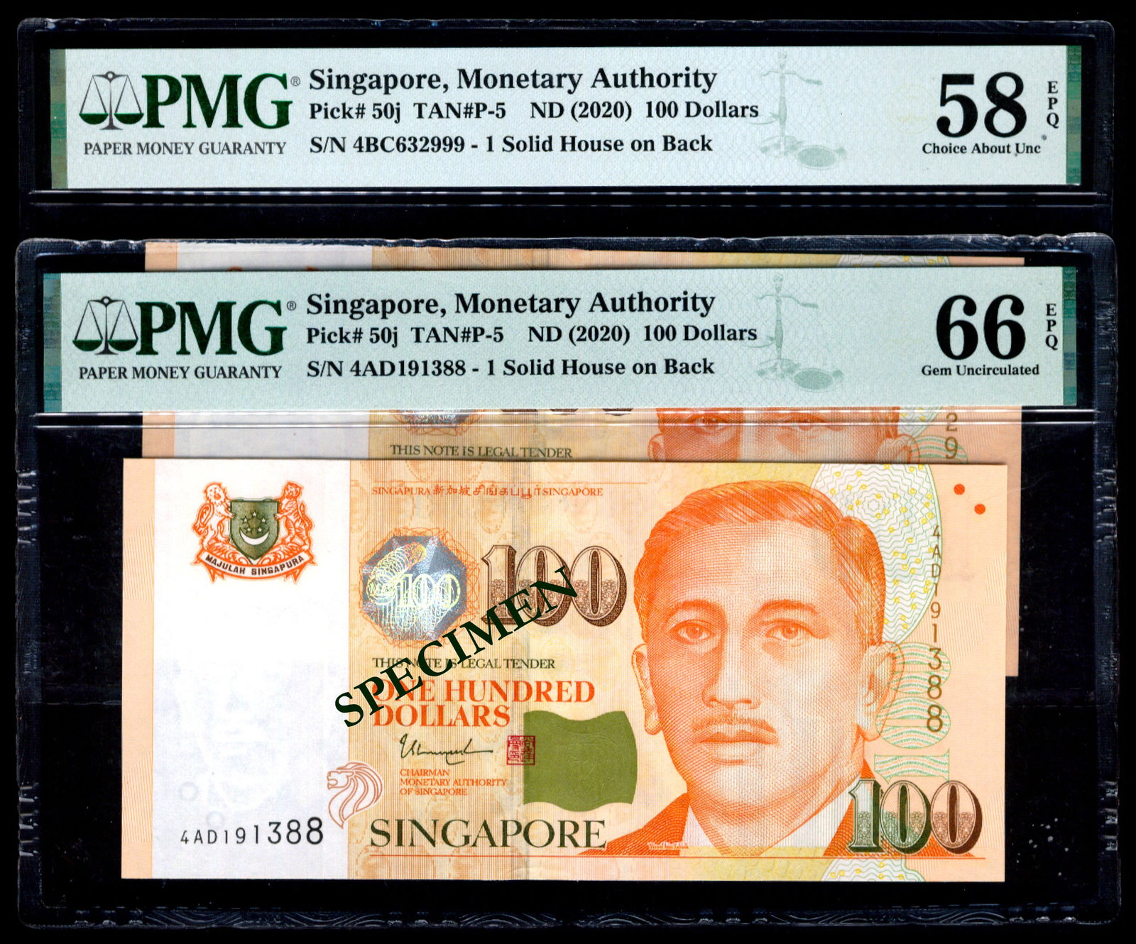 Singapore 2x$100 2020 TS PMG (1 of 1)