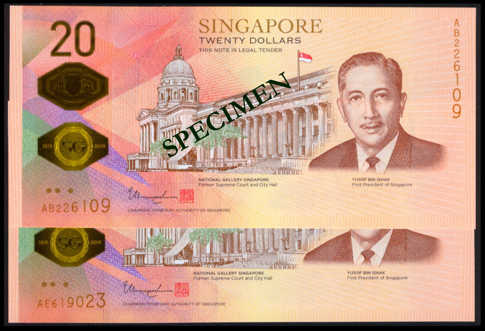Singapore 15x$20 2019 Bicentennial comm. (1 of 1)