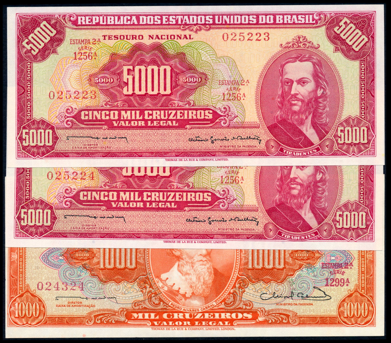 3 Brazil 1000-5000 Cruzeiros 1963-64 (1 of 1)