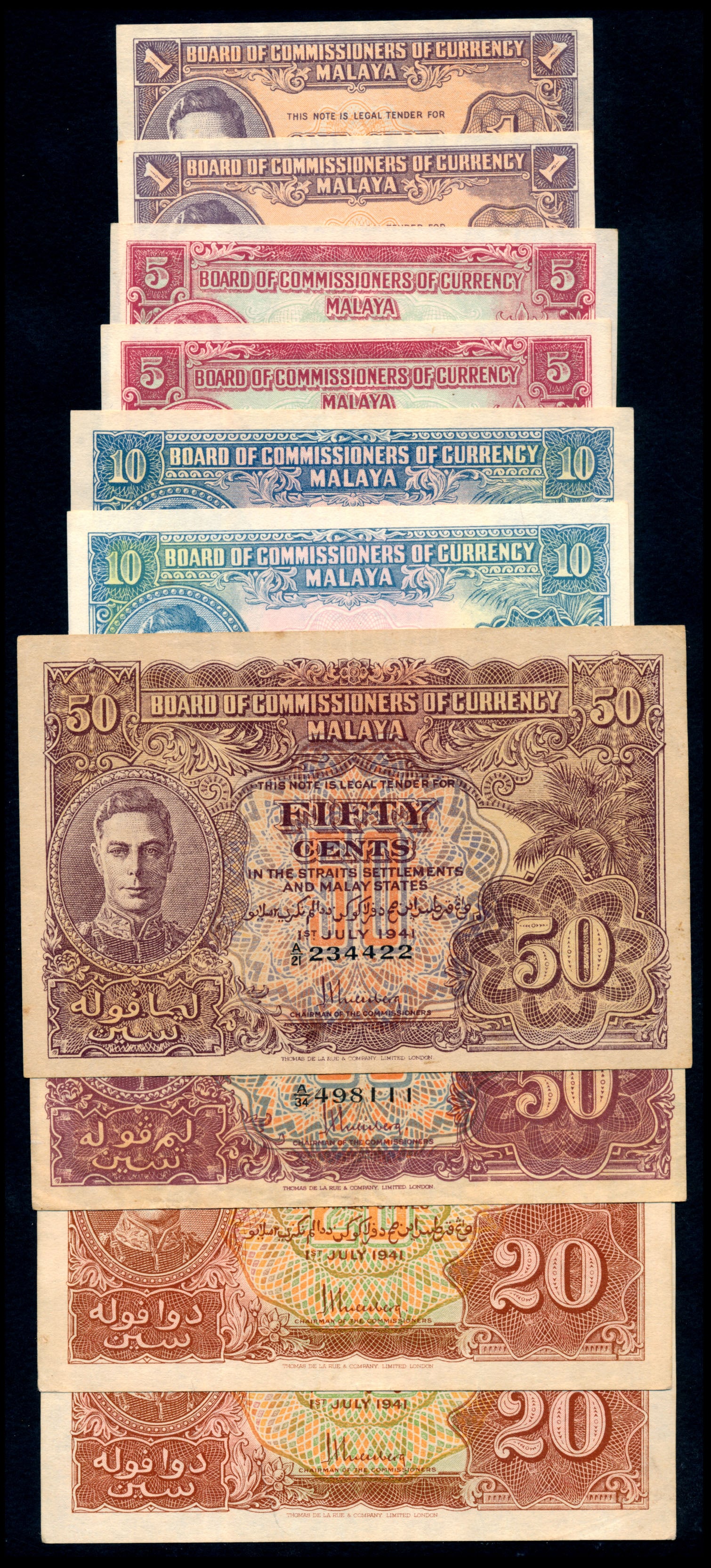 10 Malaya 1c-50c 1941 KGVI (1 of 1)