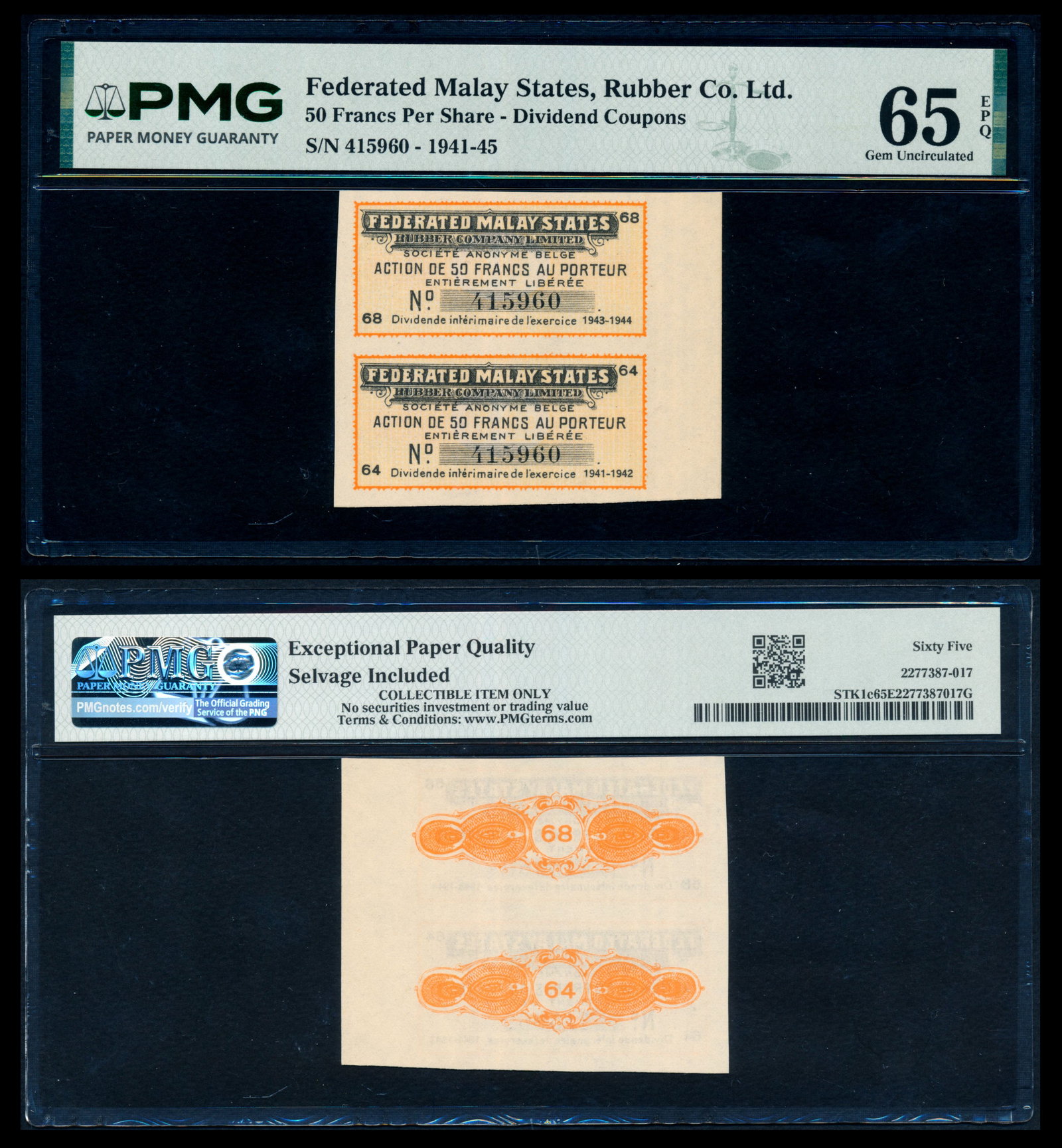 Malaya Dividend Coupons 1941-45 (1 of 1)