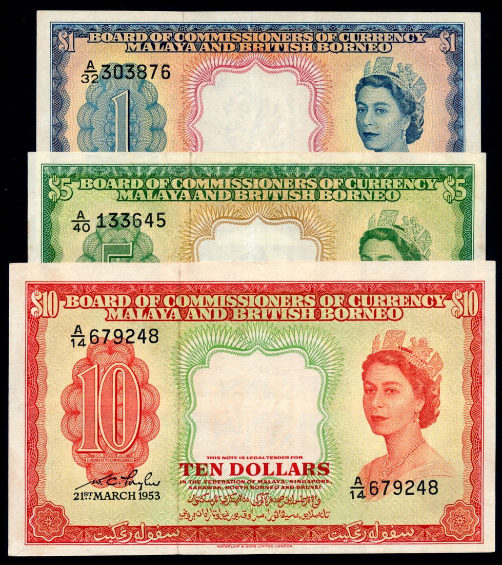 3 Malaya Br Borneo $1-$10 1953 QEII (1 of 1)