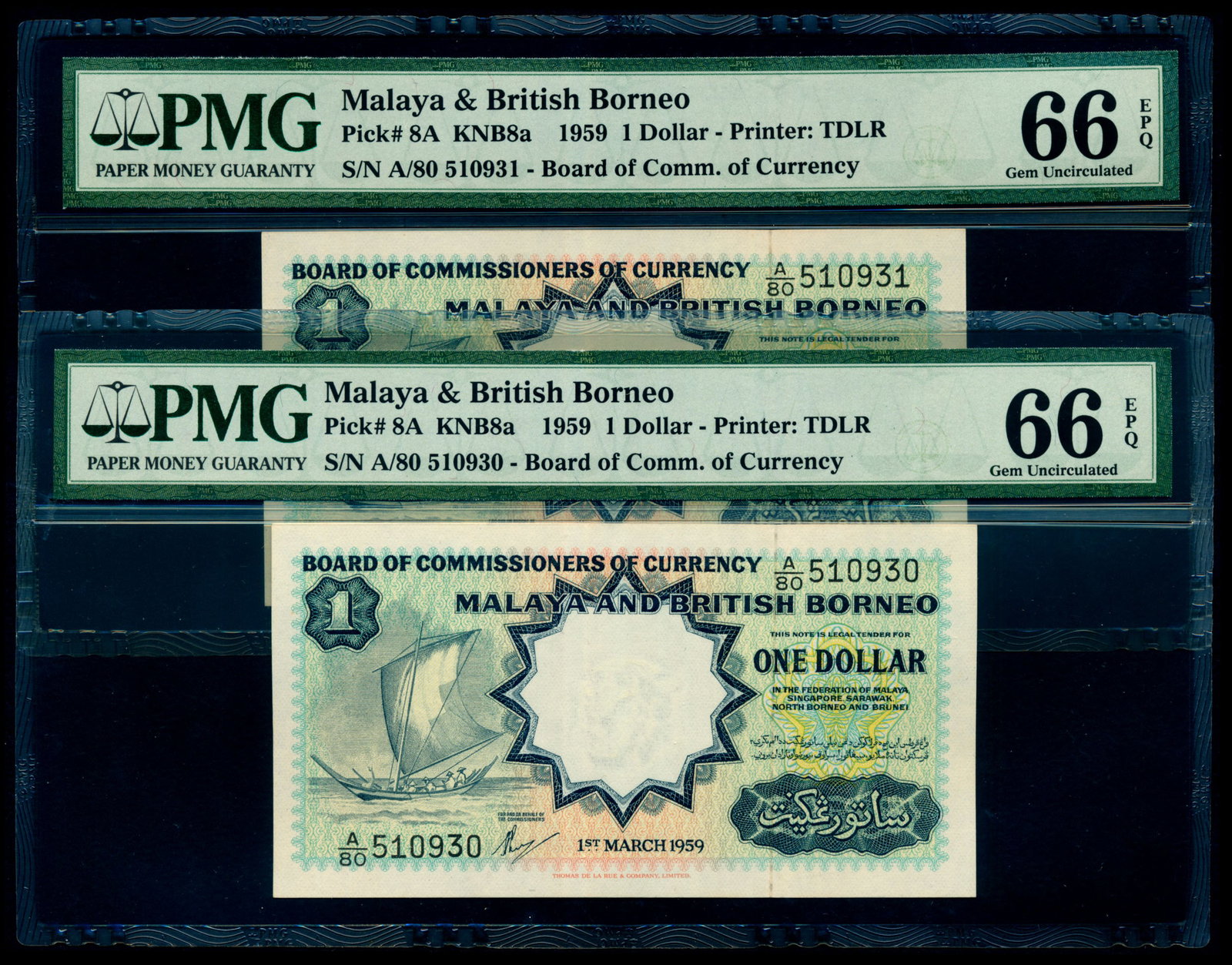 Malaya Br Borneo 2x$1 1959 sailing boat TDLR (1 of 1)