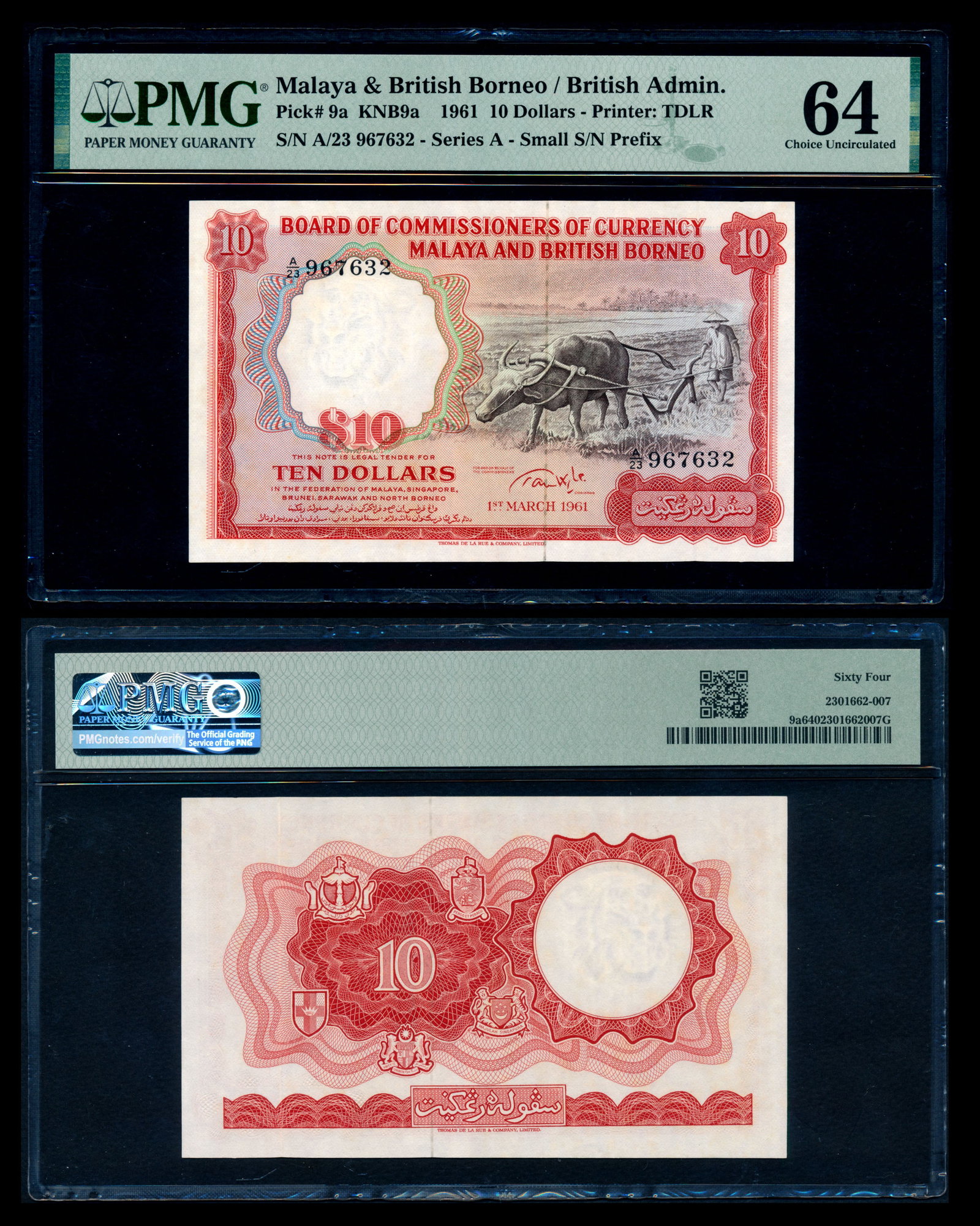 Malaya Br Borneo $10 1961 buffalo small A (1 of 1)