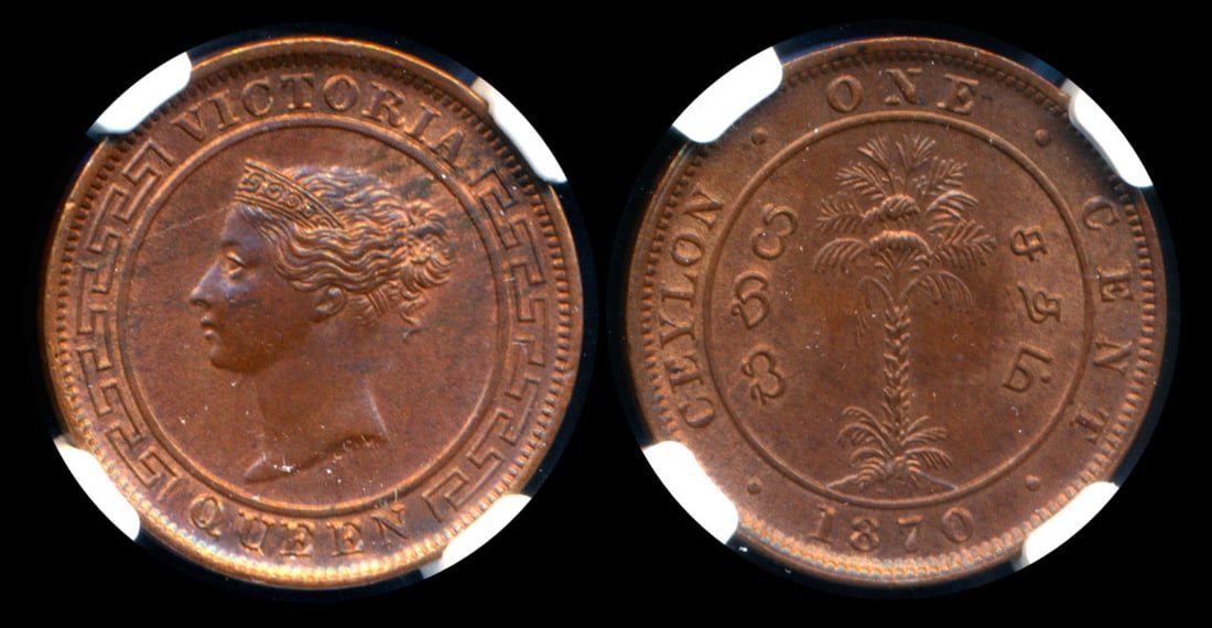 Ceylon QV 1c 1870 NGC (1 of 1)