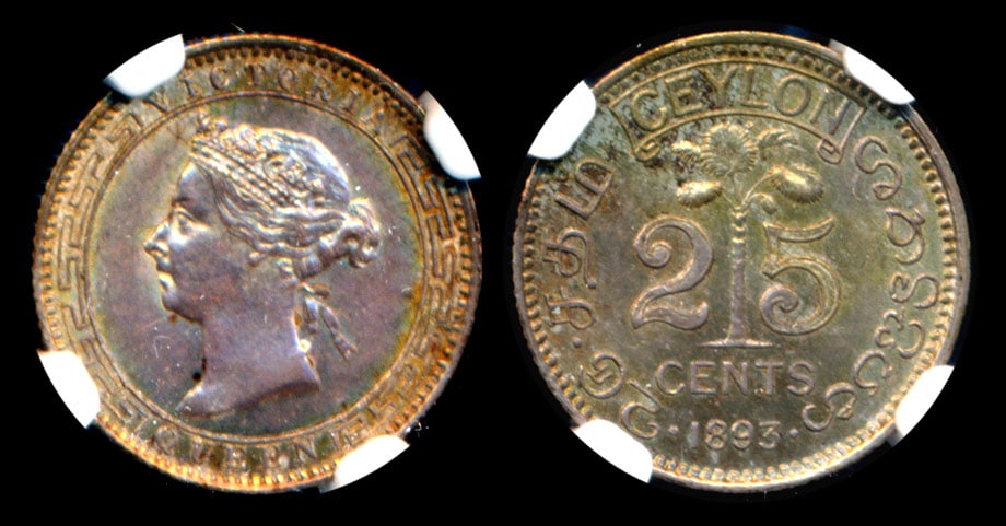 Ceylon QV 25c 1893 NGC (1 of 1)