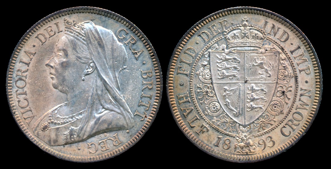 Great Britain QV 1/2 Crown 1893: Great Britain Victoria, Half Crown, (KM.782), 1893, EF. From the Sinnathuray Family Collection. Together with annotated coin envelope. Collector's annotations may or may not be accurate.