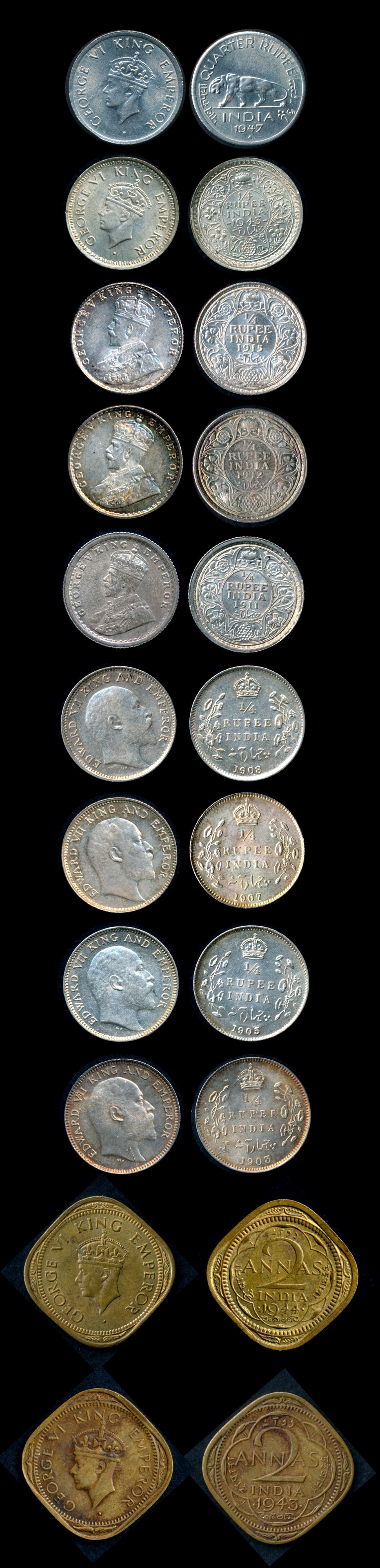 India 2 Anna-1/4 Rupee 1835-1947 (1 of 1)