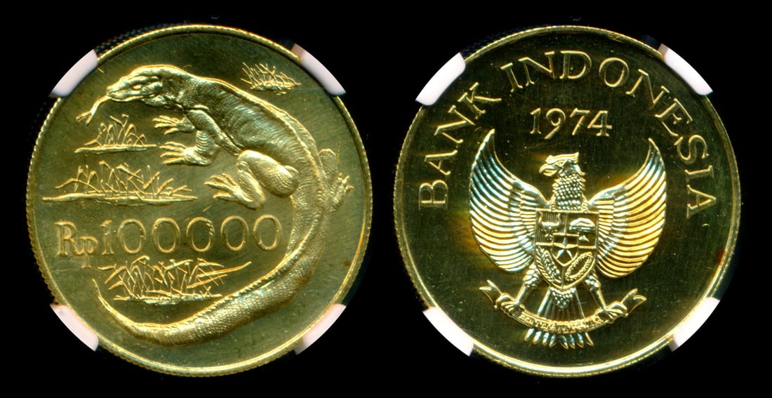 Indonesia 100000 Rupiah 1974 gold NGC (1 of 1)
