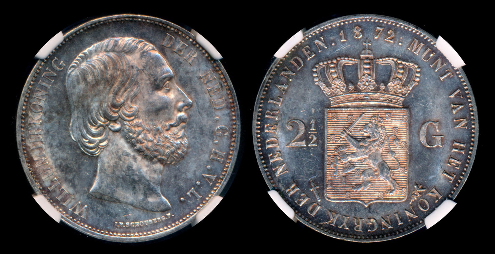 Netherlands Willem III 2-1/2 Gulden 1872 NGC (1 of 1)