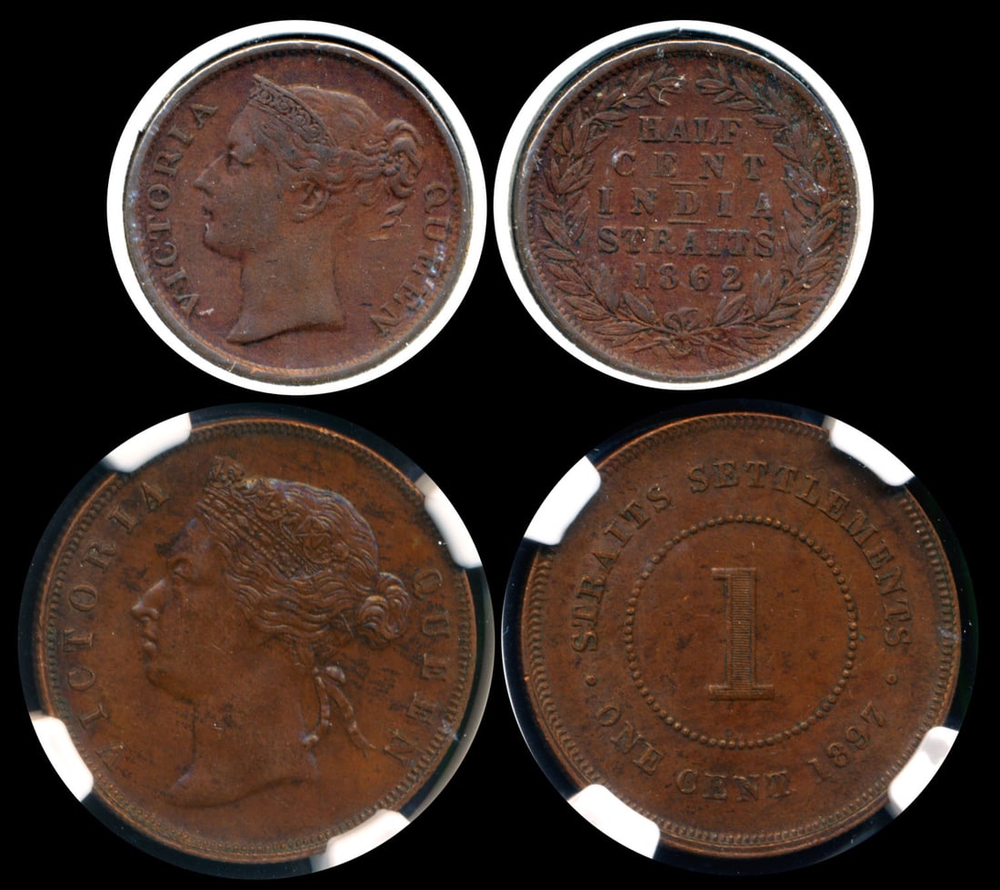 2 Straits Settlements 1/2c-1c 1862-97 NGC (1 of 1)