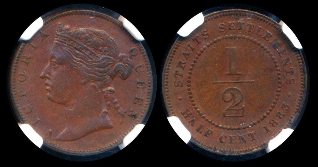 Straits Settlements QV 1/2c 1883 NGC AU55BN (1 of 1)