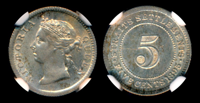 Straits Settlements QV 5c 1895 NGC MS61 (1 of 1)