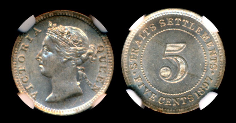Straits Settlements QV 5c 1897 NGC MS62 (1 of 1)
