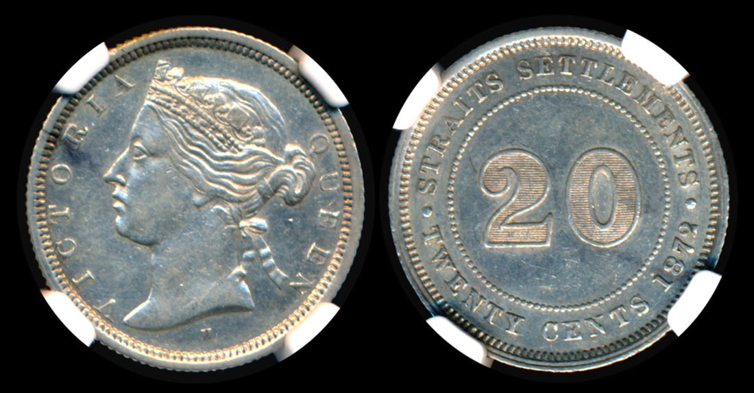 Straits Settlements QV 20c 1872H NGC (1 of 1)
