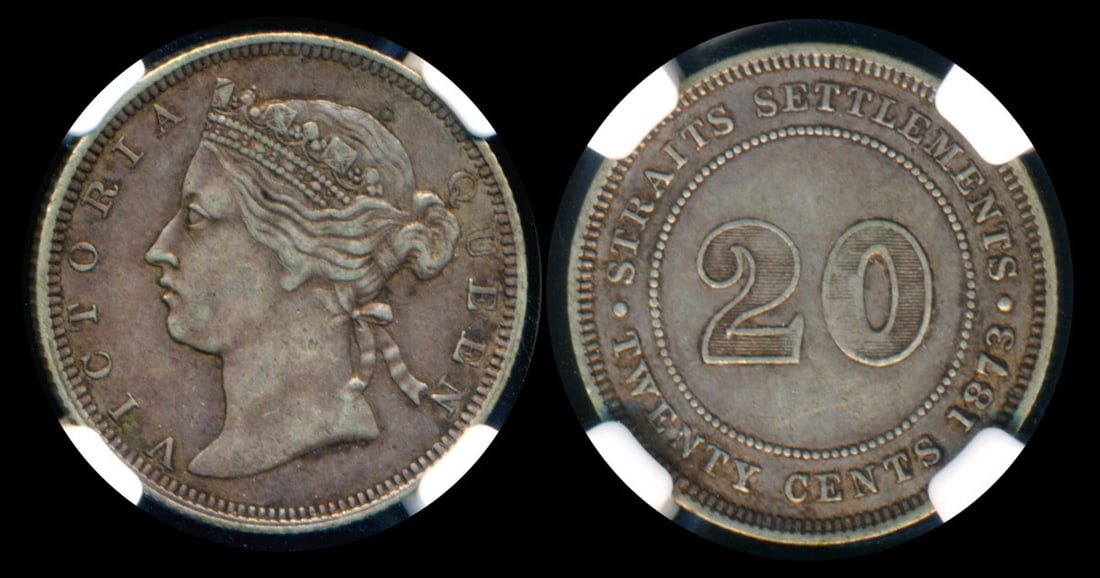 Straits Settlements QV 20c 1873 NGC XF40 (1 of 1)