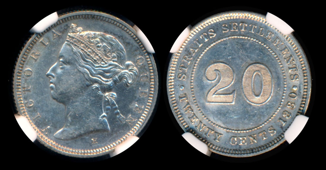 Straits Settlements QV 20c 1880H NGC (1 of 1)