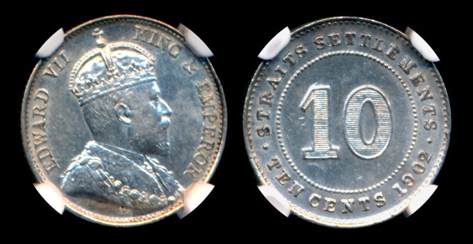 Straits Settlements KEVII 10c 1902 NGC MS62 (1 of 1)