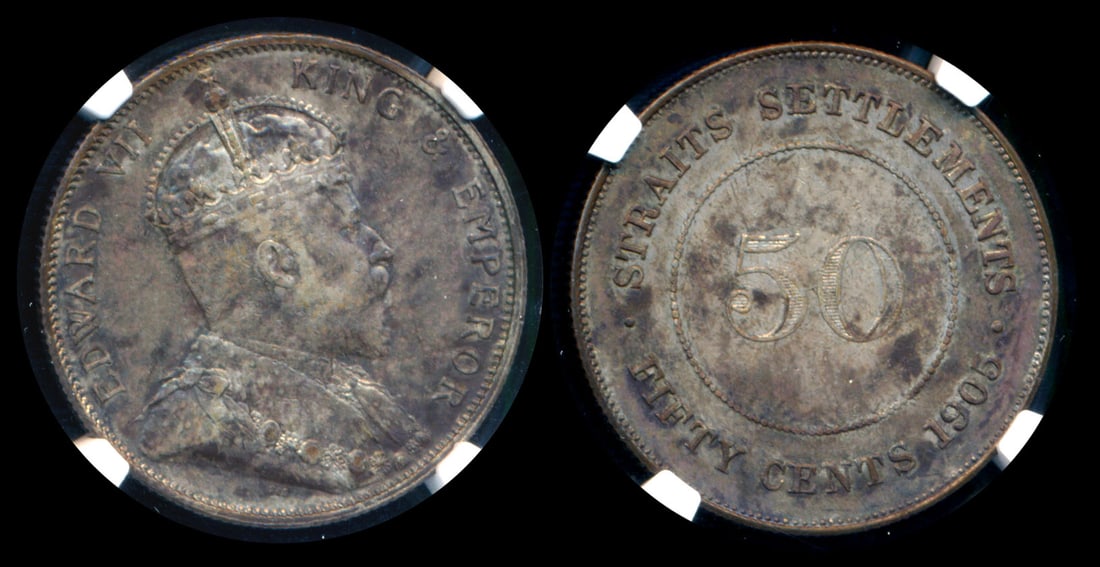 Straits Settlements KEVII 50c 1905B NGC (1 of 1)