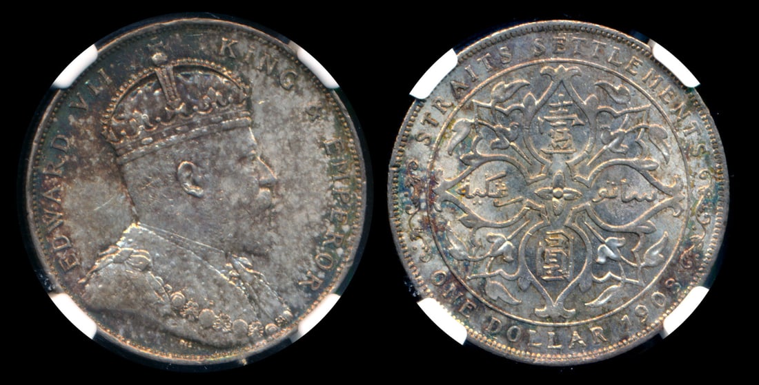 Straits Settlements KEVII $1 1908 NGC MS62 (1 of 1)