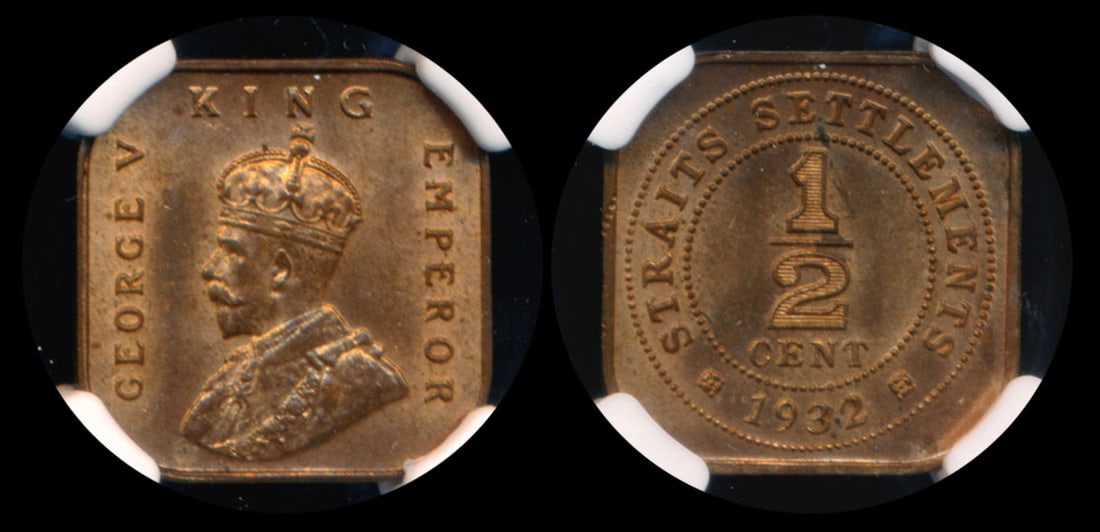 Straits Settlements KGV 1/2c 1932 NGC MS64RB (1 of 1)