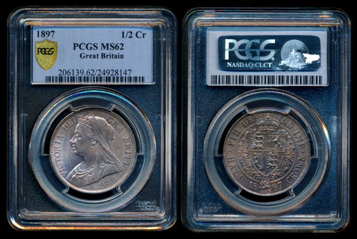 Great Britain QV Half Crown 1897 PCGS MS62: Great Britain Victoria, Half Crown, 1897, (KM.782), PCGS MS62.