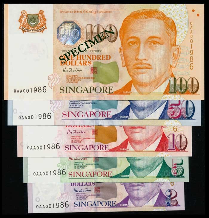 5 Singapore $2-$100 1999 HTT 1st prefix (1 of 1)
