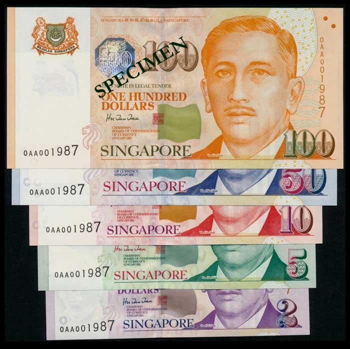 5 Singapore $2-$100 1999 HTT 1st prefix (1 of 1)