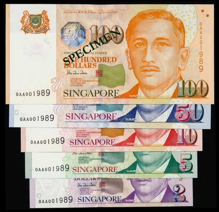 5 Singapore $2-$100 1999 HTT 1st prefix (1 of 1)
