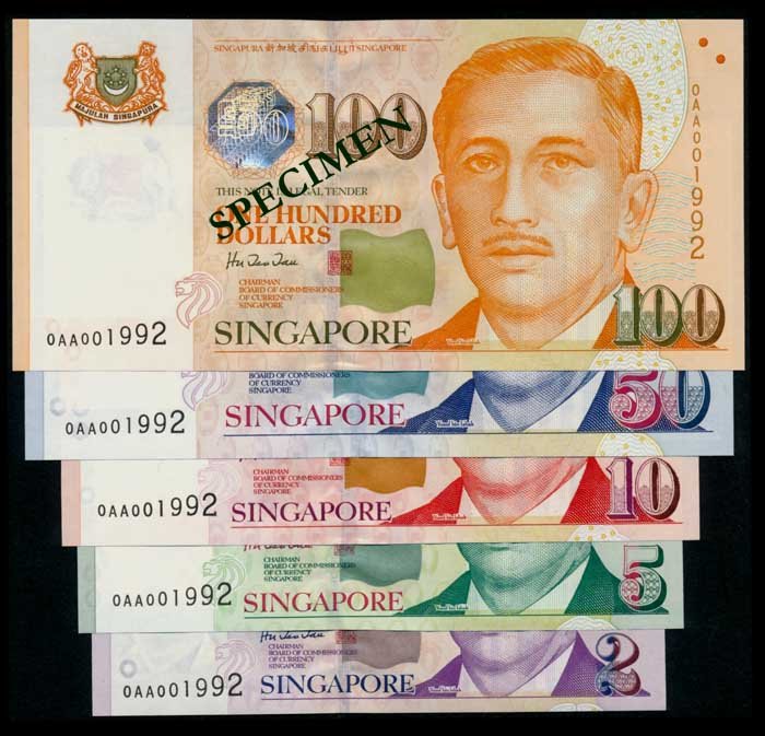 5 Singapore $2-$100 1999 HTT 1st prefix (1 of 1)