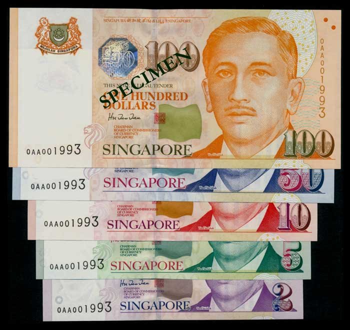 5 Singapore $2-$100 1999 HTT 1st prefix (1 of 1)