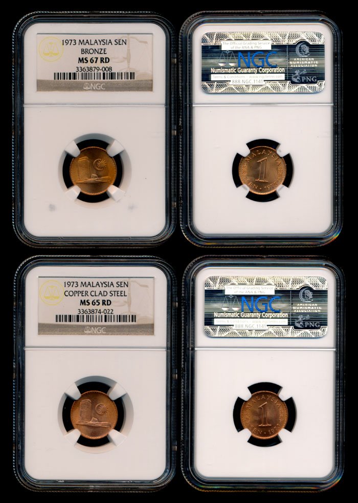 2 Malaysia Sen 1973 bronze copper clad steel (1 of 1)