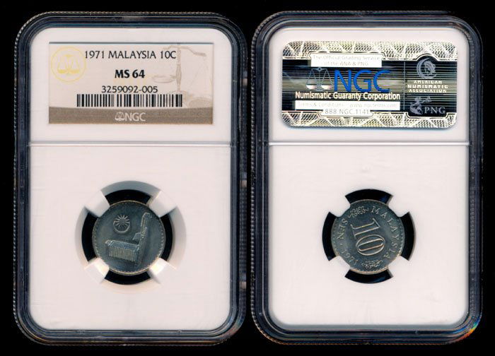 Malaysia 10c 1971 NGC MS64 (1 of 1)