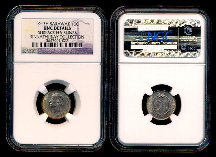 Sarawak C Brooke 10c 1913H NGC UNC Details (1 of 1)