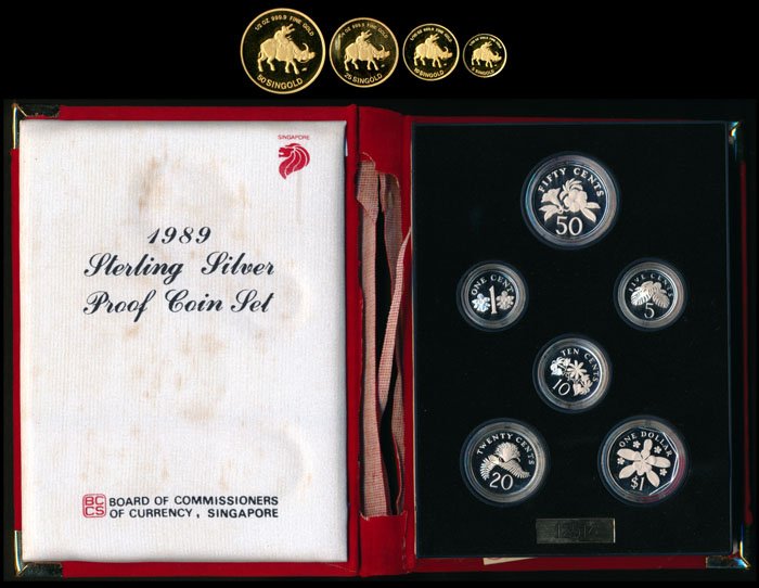 4 Singapore Gold Bullion coins 1c-$1 1985-89 (1 of 1)