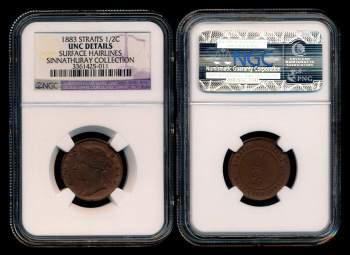 Straits Settlements QV 1/2c 1883 NGC UNC Det (1 of 1)