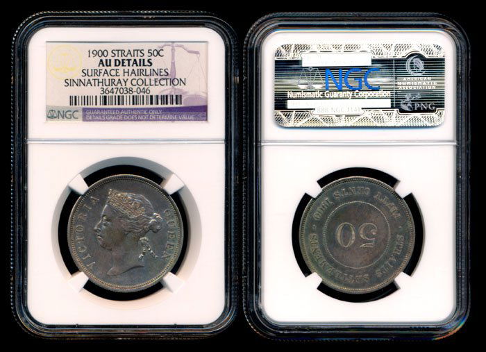 Straits Settlements QV 50c 1900 NGC AU Det (1 of 1)