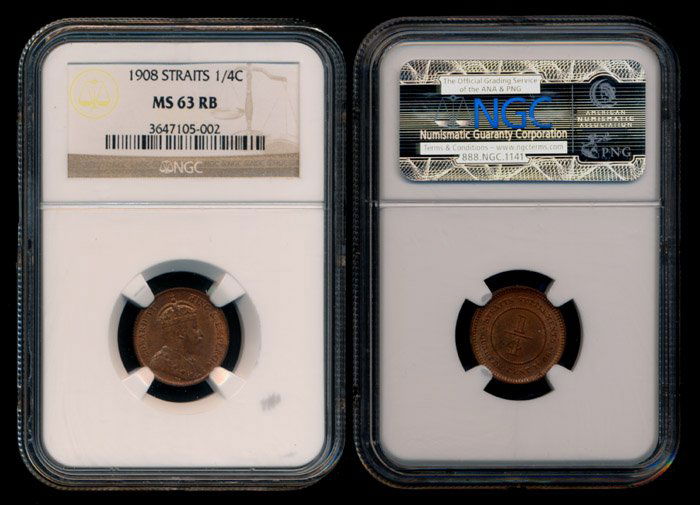 Straits Settlements KEVII 1/4c 1908 NGC (1 of 1)