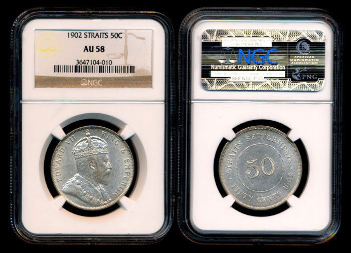 Straits Settlements KEVII 50c 1902 NGC AU58 (1 of 1)