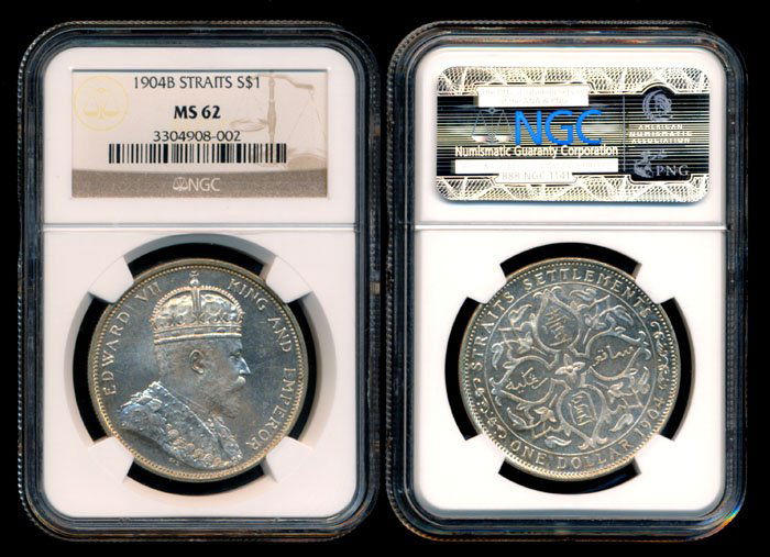 Straits Settlements KEVII $1 1904B NGC MS62 (1 of 1)