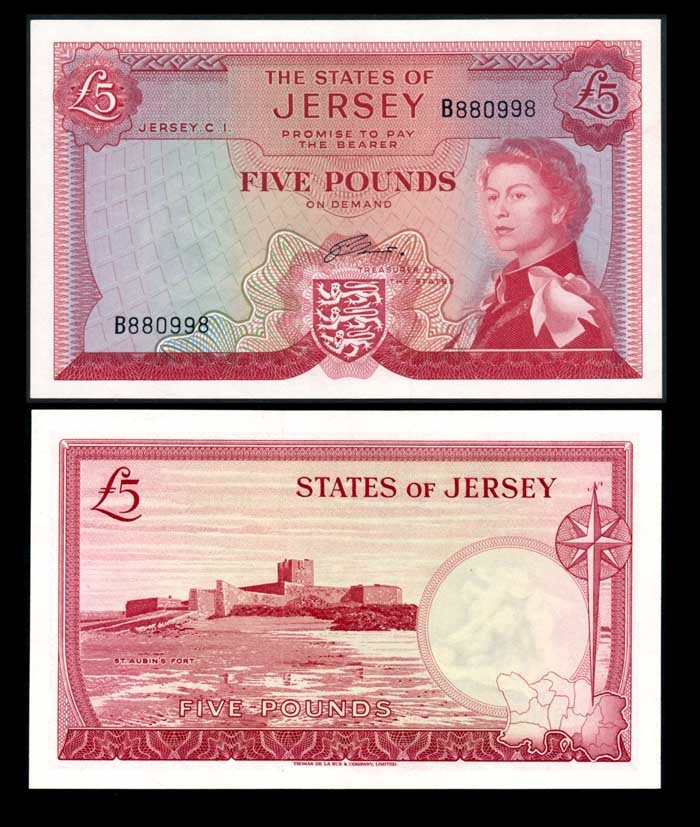 Jersey 5 Pounds 1963 QEII AU-UNC (1 of 1)