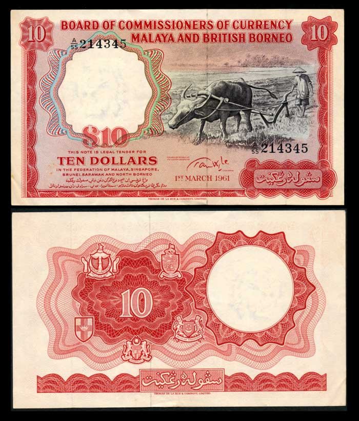 Malaya Br Borneo $10 1961 buffalo small A (1 of 1)